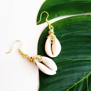 Cowrie Shell Earrings, Sea Shell Earrings, Sea Shell Earrings